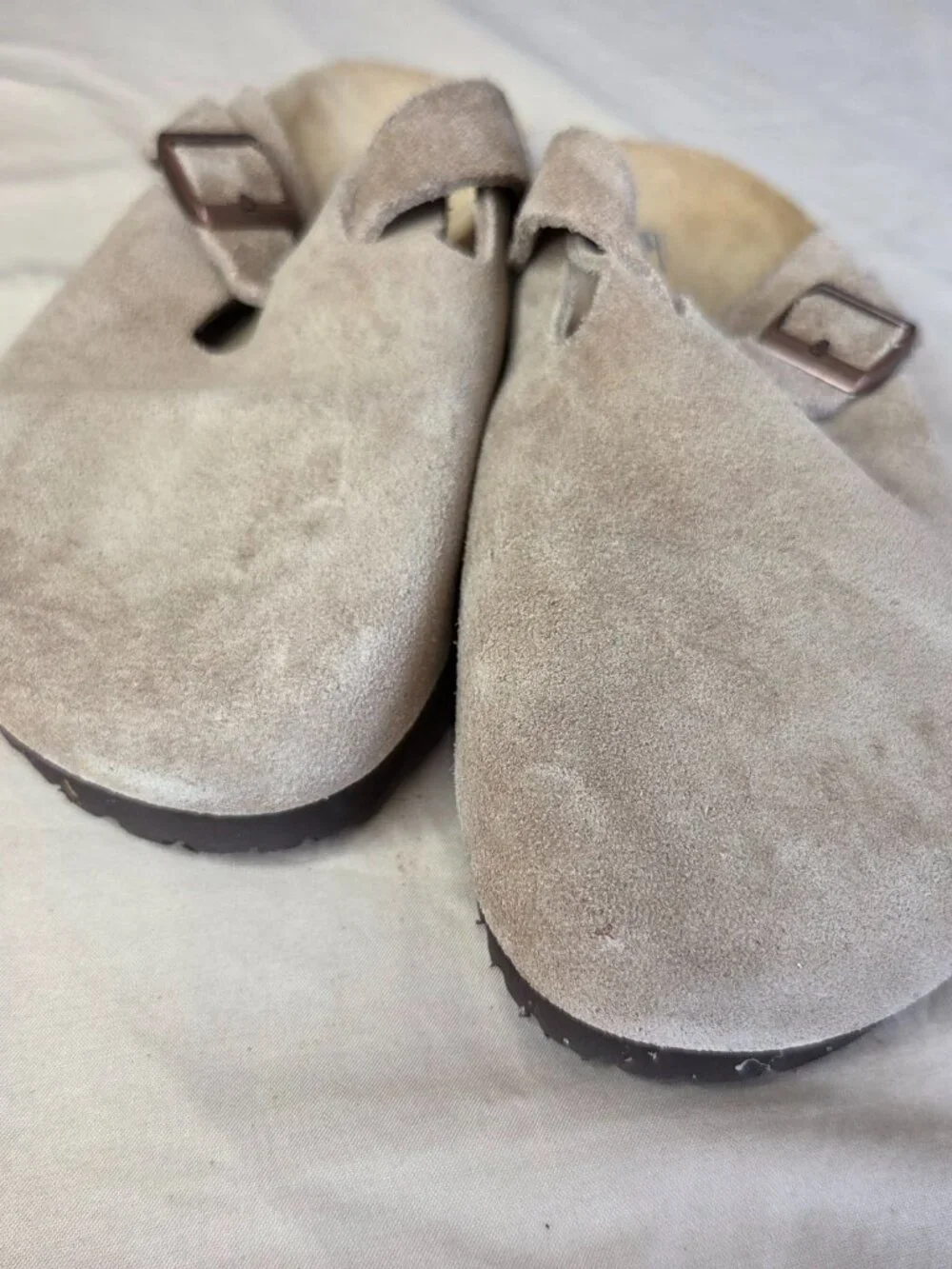 Birkenstock - Women's  Boston Clogs Taupe Suede Size 40 - Picture 12 of 13